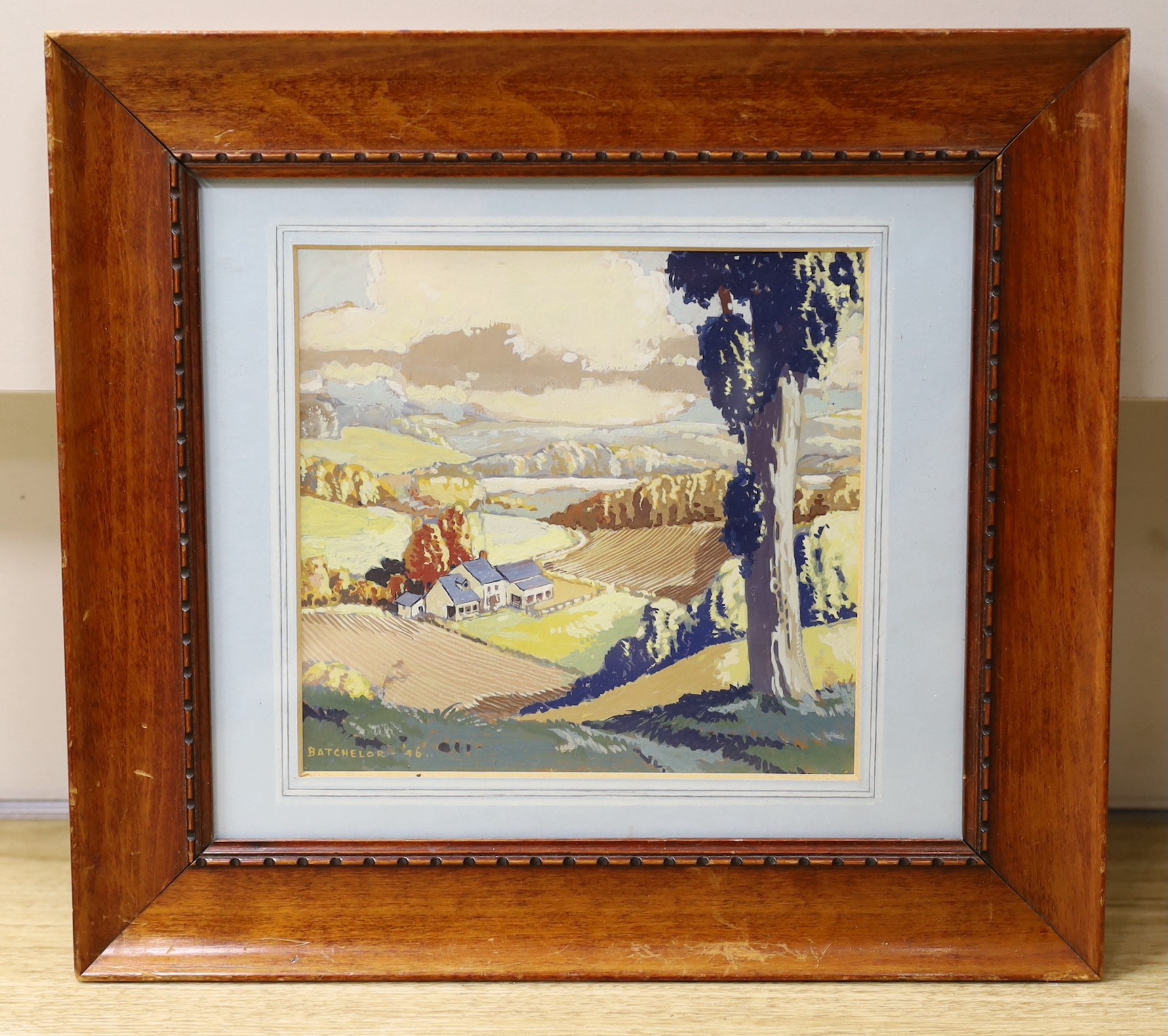 Roland Batchelor (1889-1990), goauche, Rolling landscape, signed and dated '46, 14 x 15cm